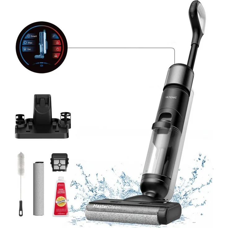 Ultenic EAC1Eli, Nass-Trocken-Akkusauger mit 250 W, beutellos, 3-in-1 Funktionen, Selbstreinigung, 50 Minuten Akkulaufzeit