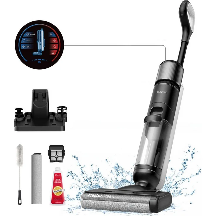 Ultenic EAC1Eli, Nass-Trocken-Akkusauger mit 250 W, beutellos, 3-in-1 Funktionen, Selbstreinigung, 50 Minuten Akkulaufzeit