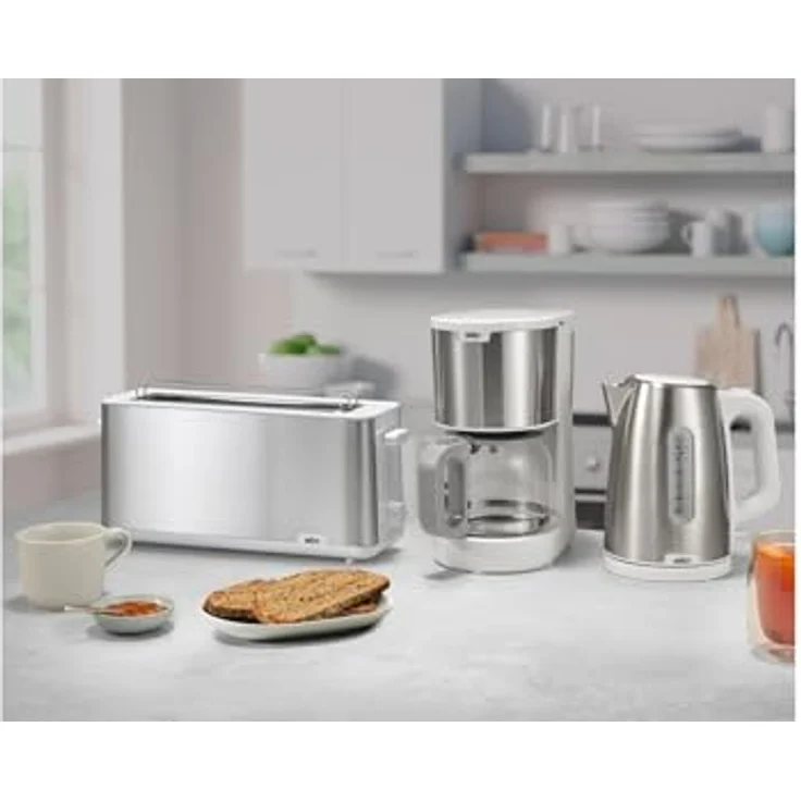 Braun Toaster PurShine HT 1610 WH, 25cm Brot Schlitz, 8 Bräunungsgrade, Aufwärm- & Auftaufunktion, Brötchenaufsatz, Krümelfach, 1030W, Weiß – Bild 5