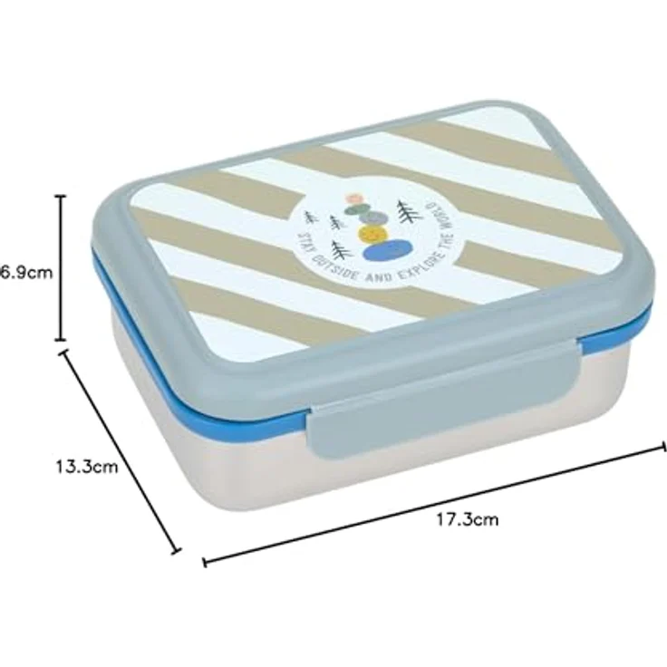 LÄSSIG Edelstahl Lunchbox, Sunny Explorer Grün, mit flexiblem Trenner und sicherem Silikonverschluss, 1 l, spülmaschinengeeignet – Bild 5