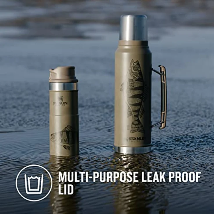Stanley Classic Legendary Thermosflasche 1L - Thermos Hält 24 Stunden Heiß oder Kalt - Edelstahl Thermoskanne - BPA-Frei - Spülmaschinenfest - Tan Peter Perch – Bild 3