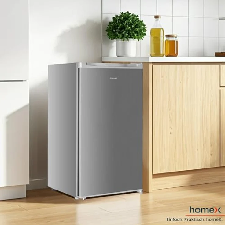 homeX CS0881-S Kühlschrank ohne Gefrierfach, 90L Nutzinhalt, freistehend, kompakt, silber – Bild 8