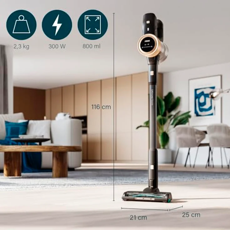 Princess Akku Staubsauger Ultimate Storm, 27 kPa, 45 min Laufzeit, Tierhaare, Kabellos, Beutellos, Leicht, 3 Geschwindigkeiten, Inkl. Zubehör, 339395 – Bild 2