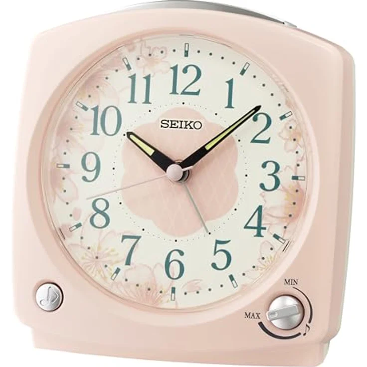 Seiko Clocks Wecker QHP012P, Wecker mit ruhigem Sekundenzeiger, wählbaremAlarm (1 Vogelgesang / 3 Melodien / Piepton), Snooze, 13 x 12 x 7 cm, Kunststoffgehäuse – Bild 1