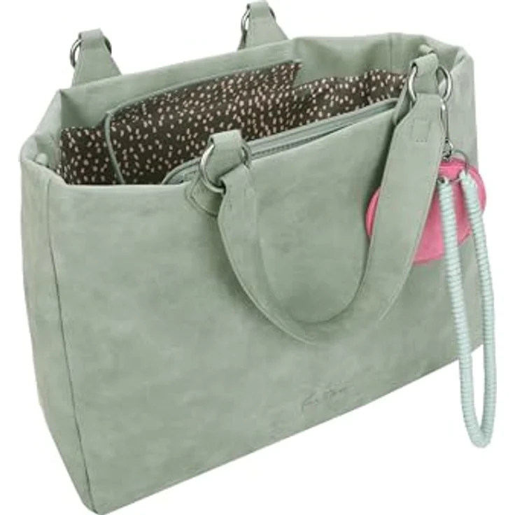 Fritzi aus Preußen Izzy Vintage Shopper Tasche, 42 cm, salbeigrün, 100% Polyurethan, 42 x 15 x 29 cm – Bild 3
