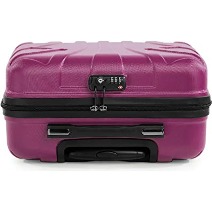 SUITLINE Pilotentrolley Hartschale, Business Trolley, Kabinengepäck, Handgepäck Trolley, Pilotenkoffer, Bordcase, Bordgepäck, TSA, ABS, 4 Rollen, Magenta  Silber – Bild 7