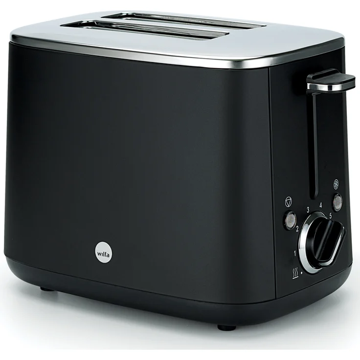 Wilfa TO2B-1000, Toaster schwarz, Edelstahl, 2 Scheiben, 7 Röstgrade, Auftau- und Aufwärmfunktion, abnehmbares Krümelbrett