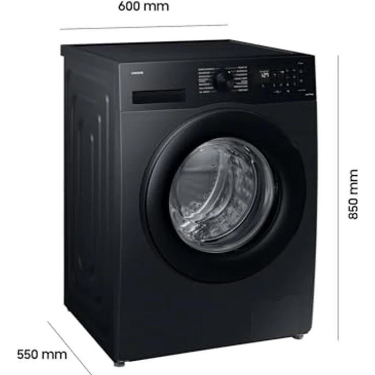 Samsung WW90CGC04AABEG Waschmaschine, 9 kg, 1.400 U/min, Mikroplastik-Programm, Ecobubble, WiFi SmartControl, Schwarz – Bild 2
