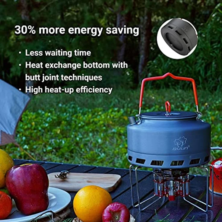 Bulin Wasserkessel Camping Outdoor Kochen Ausrüstung Leicht Faltbar,Wasserkocher Sammelt Wärmering Design,Langlebig Alu Pfanne kaffeekanne Teekanne Tragetasche (1.6 L) – Bild 4
