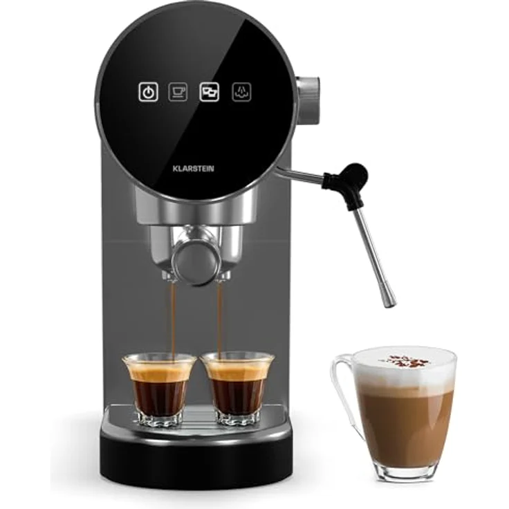 Klarstein Espresso Siebträgermaschine mit Milchaufschäumer, 0,9L Retro Mini-Espressomaschine, 1360 Watt Kaffeemaschine Klein für Cappuccino, Latte & Macchiato – Bild 1