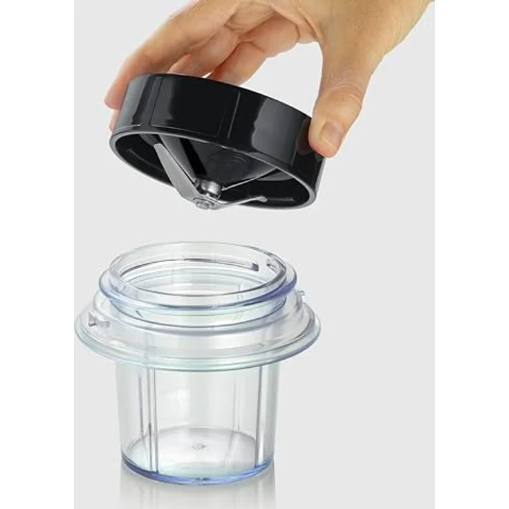 Severin SM 3724, Standmixer 600W mit 1,5L Behälter, 2 Stufen, Impulsfunktion, Edelstahlmesser, inkl. to go Behälter und Mühlen-Aufsatz, schwarz – Bild 5