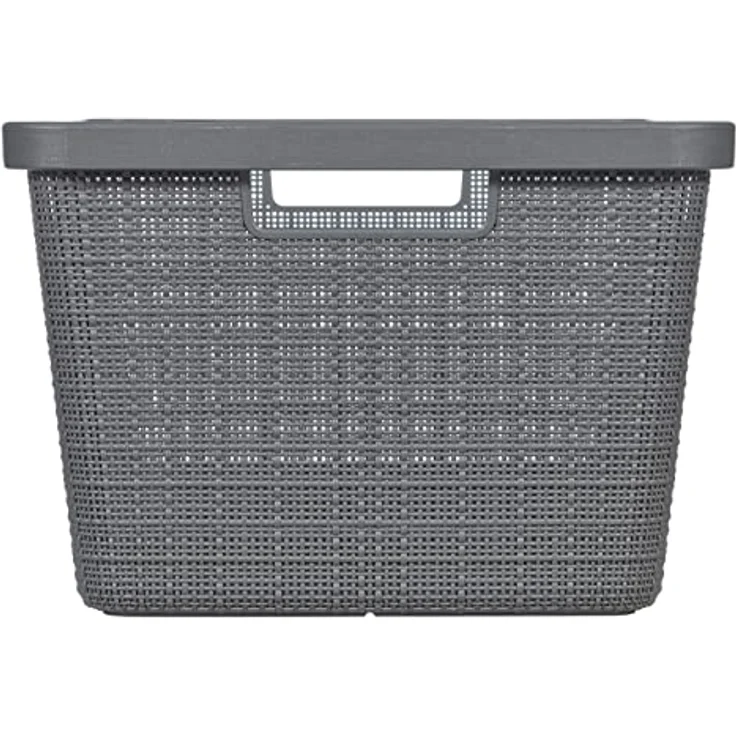 Curver Wäschekorb Jute 46 l, Grau, 70% recycelbar, mit 4 Griffen für einfachen Transport – Bild 4