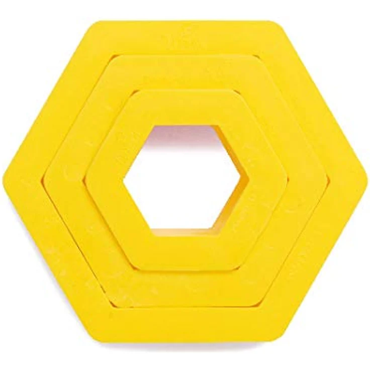 Dekorieren, Set Ausstechformen sechseckig, Kunststoff, Gelb, 1,5-2,5-3,5 x 2,2 cm (Pack von 3) – Bild 3