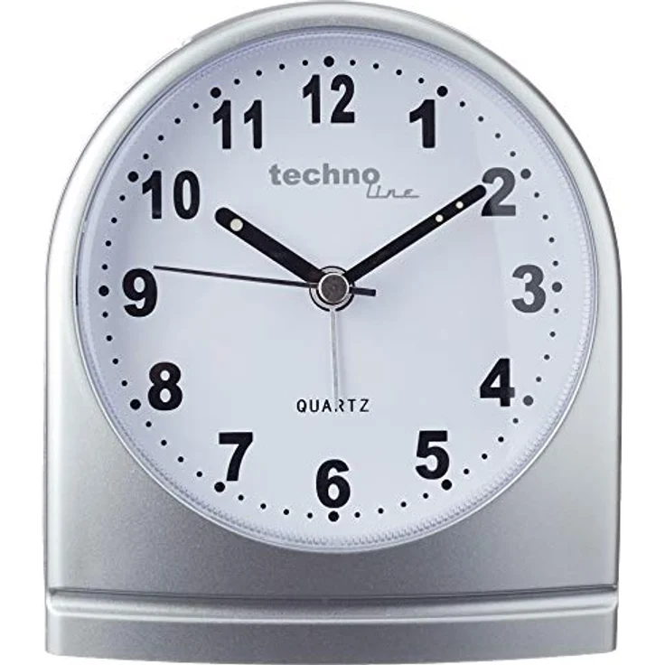 Technoline Quarzwecker Modell SL, silber, analog, schleichender Sekundenzeiger, Belecuhtung, nachtleuchtende Zeiger, 95 x 56 x 110 mm – Bild 2