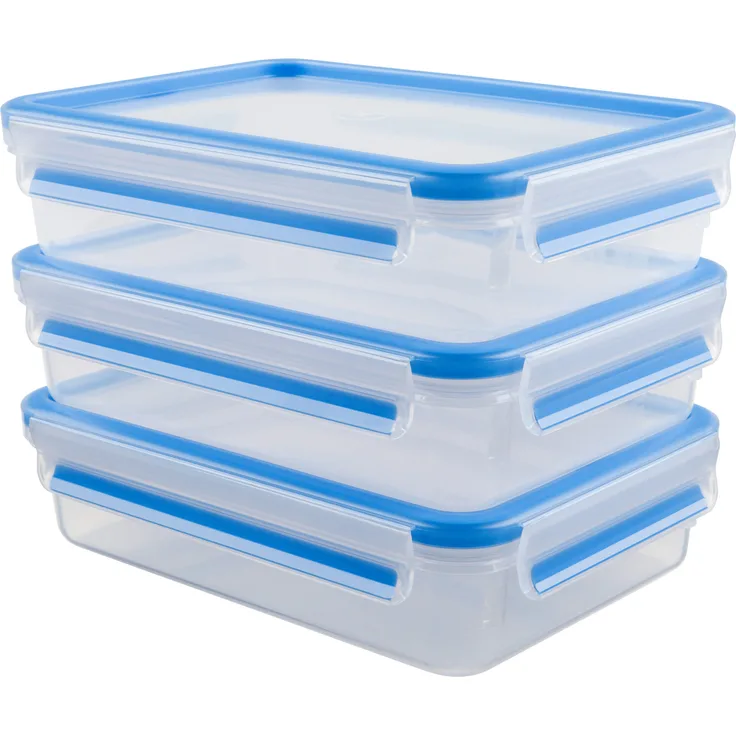 Emsa 515645 Clip & Close Frischhaltedosen | 3-teiliges Set | 3 x 1,2 L | -40 bis +100 Grad | Kunststoff | 100 % Dicht | Besondere Frische-Dichtung
