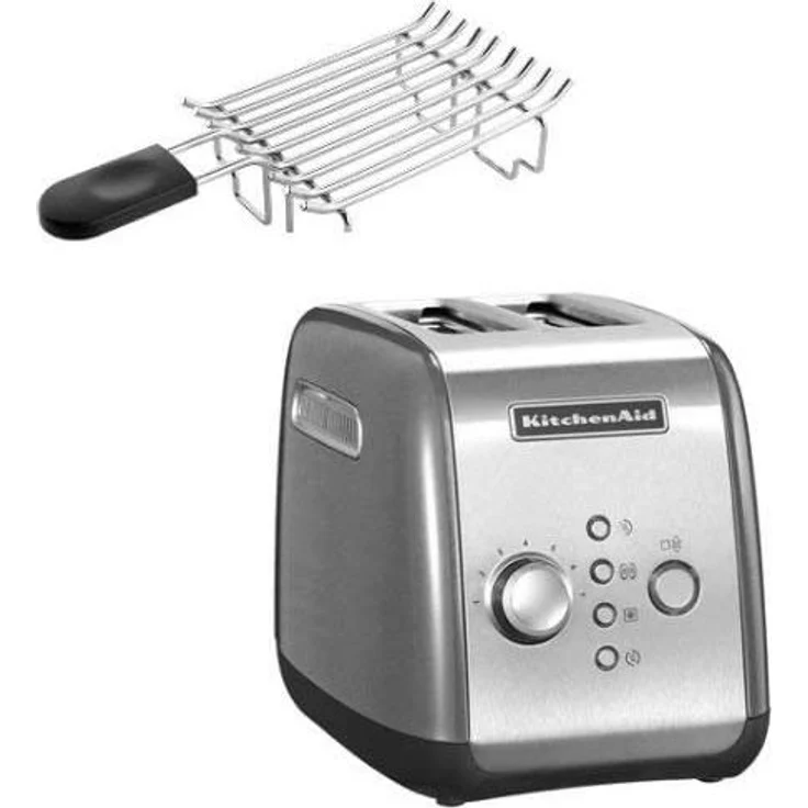 Kitchenaid 5KTBW222 Brötchenaufsatz, Brötchenröstaufsatz, für 2-Schlitz KitchenAid Toaster 5KMT2204E/5KMT221E und für die 4-Schlitz KitchenAid Toaster 5KMT4205E/5KMT421E, Edelstahl, silber-schwarz – Bild 3