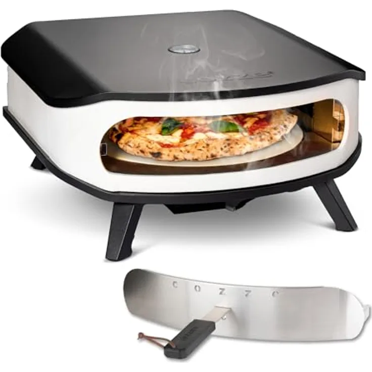 cozze - Gas-Pizzaofen mit Rotationsstein, Leistung 6,0 kW, perfektes Kochen von Pizza, Ø 42,5 cm, integriertes Thermometer, verzinkter Stahl