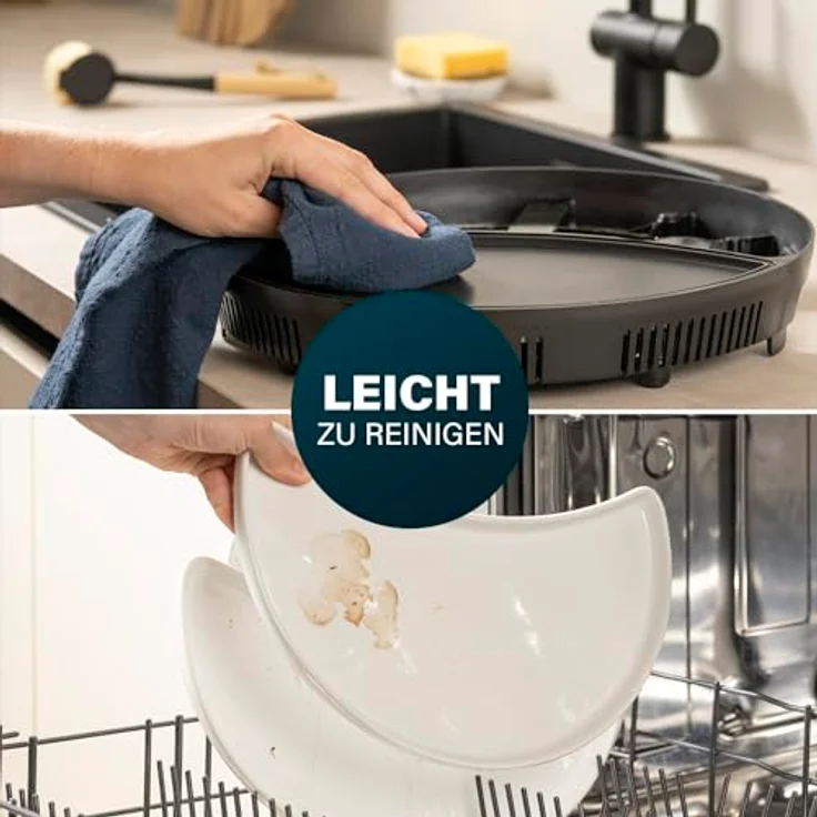 Princess 01.103080.01.001 Dinner4All Tischgrill für bis zu 4 Personen - abnehmbare Porzellanplatten 103080, schwarz, keramik – Bild 4