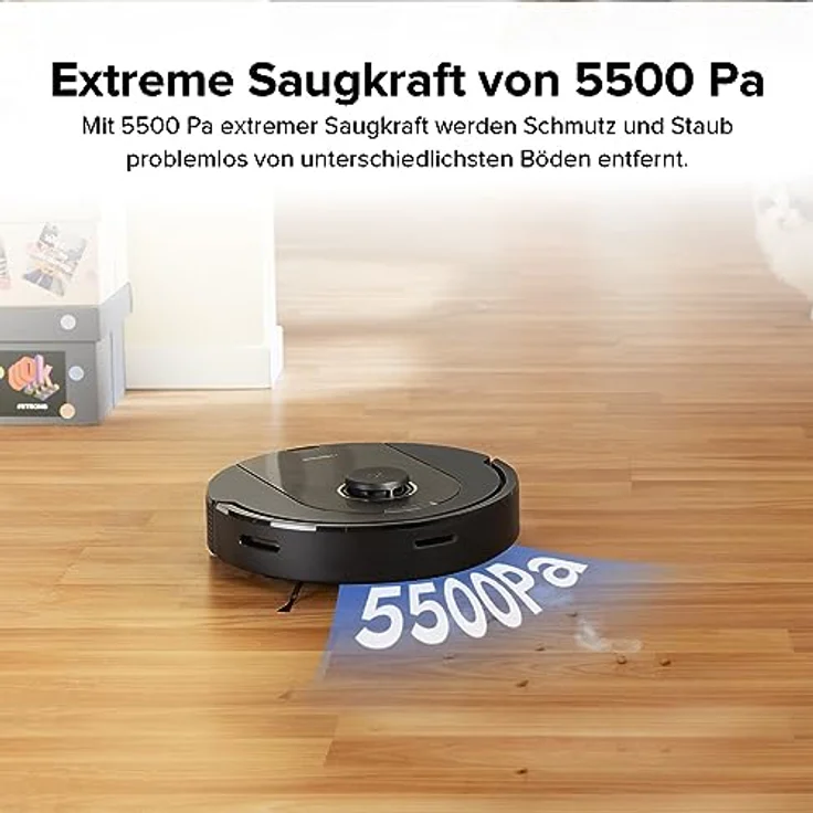 roborock Q5 Pro Saugroboter mit DuoRoller-Bürste, 5500Pa Saugkraft, 770mL Staubbehälter, 180mL Wassertank, Staubsauger Wischroboter PreciSense-LiDAR-Navigation Teppiche Tierhaare App/Alexa, Schwarz – Bild 3