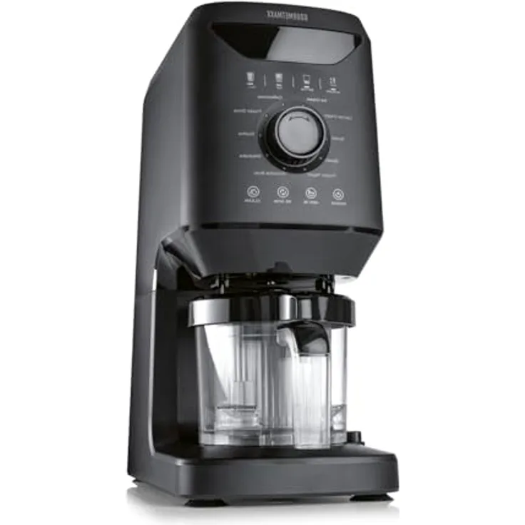 GOURMETmaxx SmoothUp Eismaschine 800 Watt, 10 Programme inkl. Mix-in-Funktion, LED-Display, Matt Schwarz, inkl. 2 Bechern