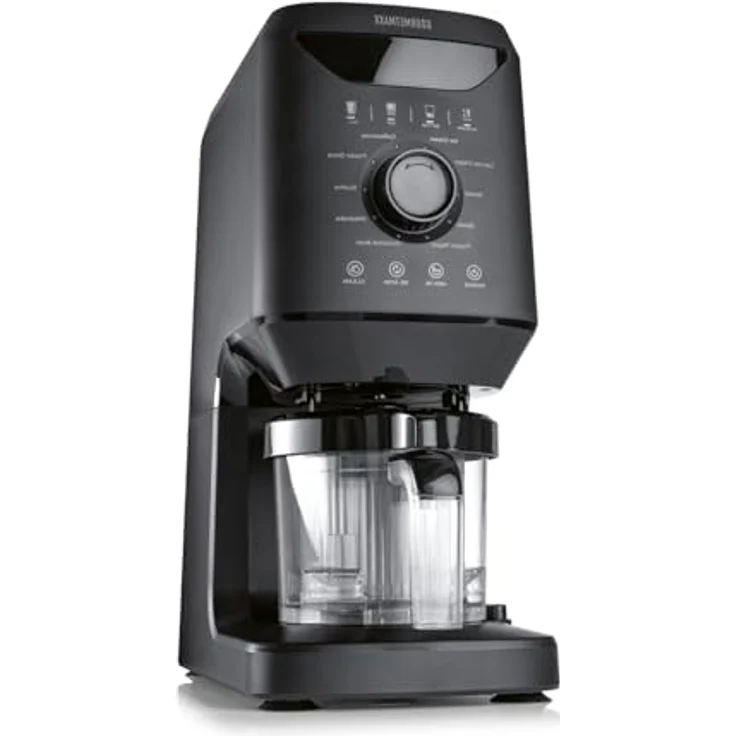 GOURMETmaxx SmoothUp Eismaschine 800 Watt, 10 Programme inkl. Mix-in-Funktion, LED-Display, Matt Schwarz, inkl. 2 Bechern – Bild 1