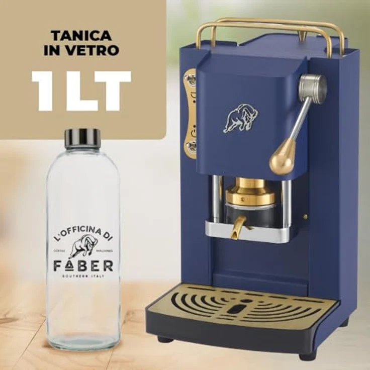 Faber Pro Essential Messing ESE Pad Espressomaschine, navy blue mit Wassertank aus Glas und magnetisch abnehmbarer Brühgruppe – Bild 4