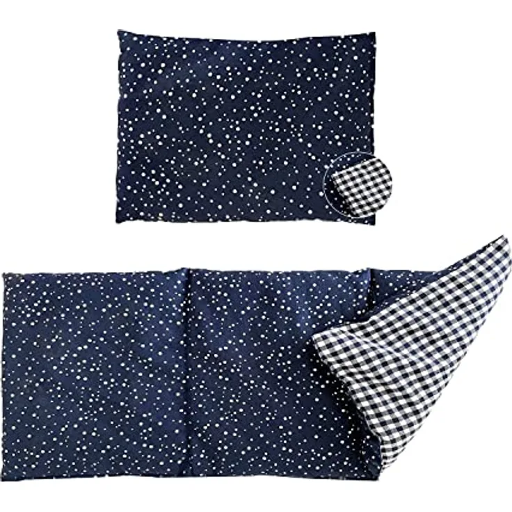 Dr. Berger – Kirschkernkissen Set für Verspannungen und Schmerzen in Schultern, Rücken und Nacken – 50x20 & 30x20 cm Wärmekissen zur Entspannung – geeignet für Mikrowelle und Backofen (Blau)