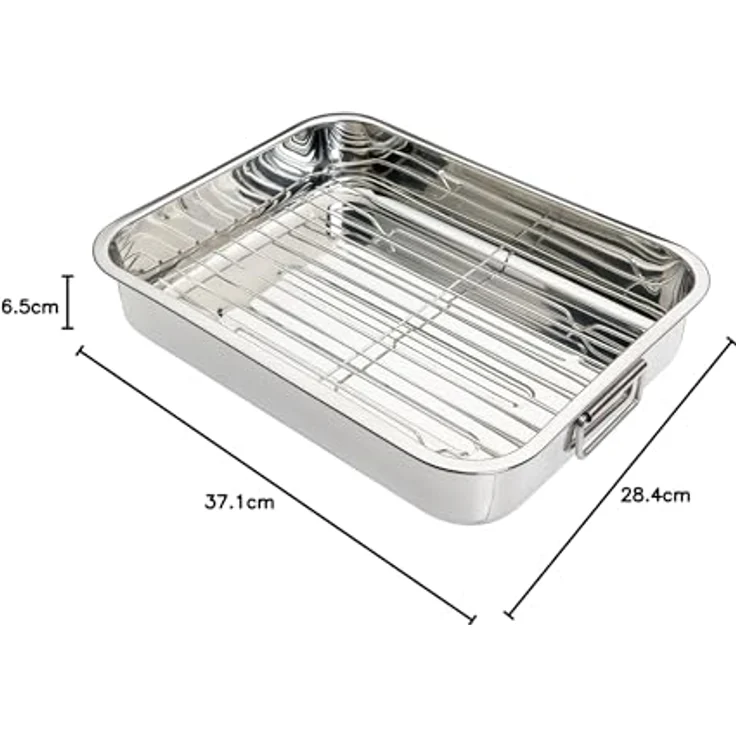 Kitchen Craft Bräter mit Rost aus Edelstahl, 37 x 28x 6.5cm – Bild 9