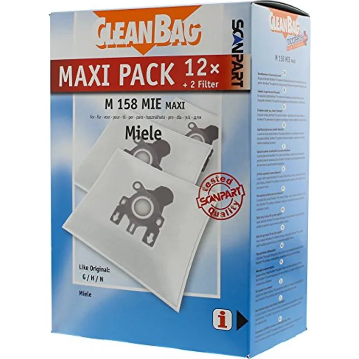 ScanPart Maxipack, kompatibel mit Miele Typ G/N 2687426158, Microfleece-Staubsaugerbeutel mit hoher Filtration und langer Nutzungsdauer