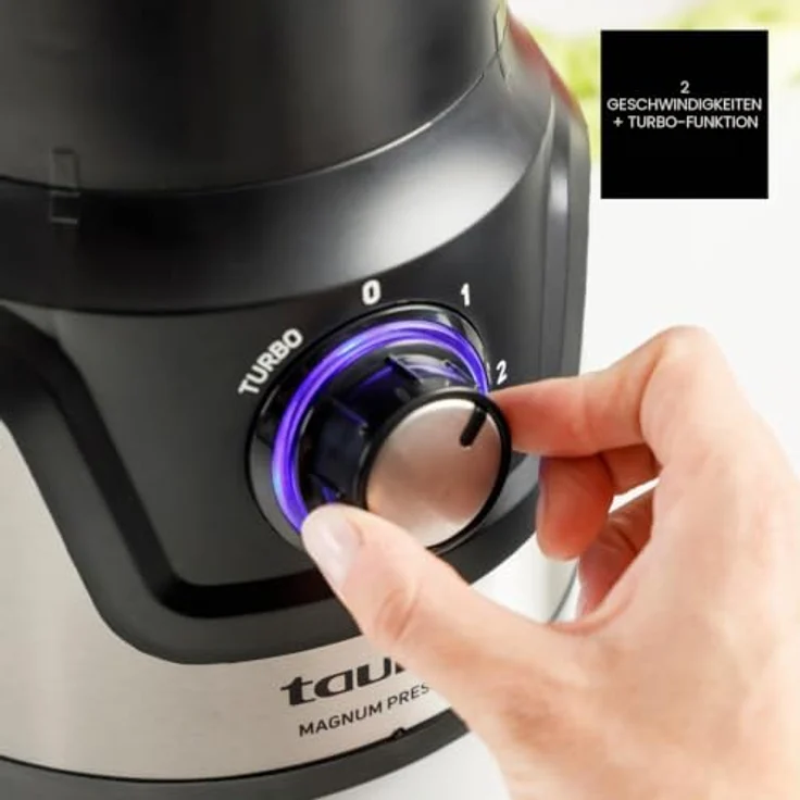 Taurus MAGNUM PRESS 1500, Tischplatten-Mixer mit 1500 W, Edelstahlklingen und 1,5-Liter-Glasbehälter, Schwarz – Bild 4
