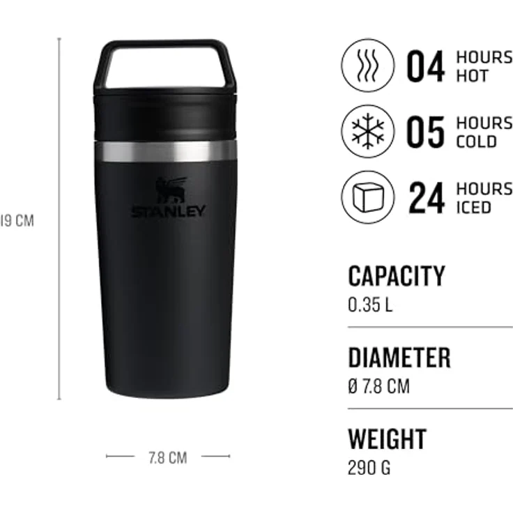 Stanley 1913 The Cafe?-To-Go Travel Mug, Trinkflasche in schwarz mit praktischem Deckel und isolierter Edelstahlkonstruktion – Bild 2