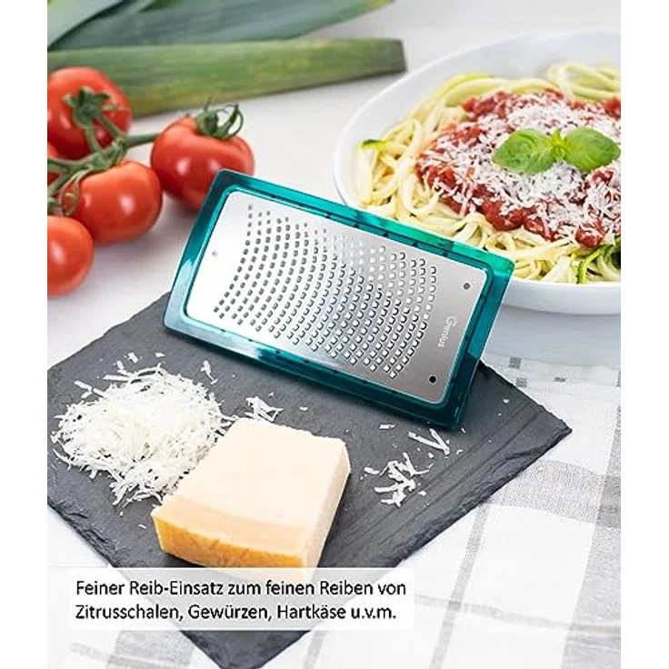 Nicer Dicer Chef Professional Gemüseschneider Reib-Einsätze | Set 2-tlg. - Zubehör, Julienne Reibe-Einsatz, Feiner Reibe-Einsatz, Schutzabdeckung. Gemüsereibe, Käsereibe – Bild 4