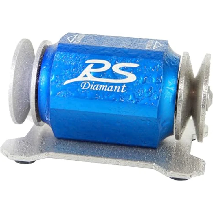 Duke-Handel Messerschärfer, Rollenschärfer, Rollenschleifer inkl. Mikrofasertuch, mit Ballig/Konvex X-Schliff trocken oder schnellem Wasserschliff, Blau – Bild 3