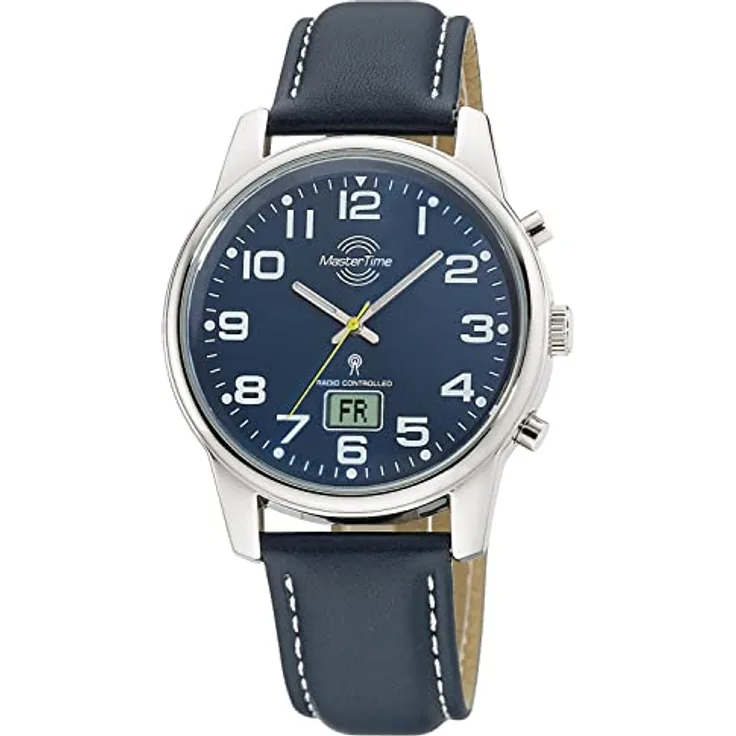 Master Time Funk Quarz Herren Uhr Analog mit digitalem Datum mit Leder Armband MTGA-10815-31L
