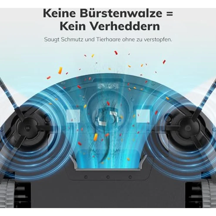 EASINE E3 Saugroboter, Bürstenloses Design, Starkes Saugen, Selbstladend, Flach, Geeignet für Tierhaare & Hartböden, mit Fernbedienung – Bild 2