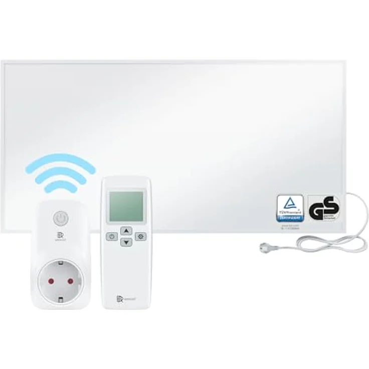 BR Bringer Infrarotheizung 1200 Watt - Energiesparend mit Smart Thermostat und Fernbedienung - 5 Jahre Garantie, TÜV GS - Deutsche Qualitätsmarke (weiß) – Bild 1