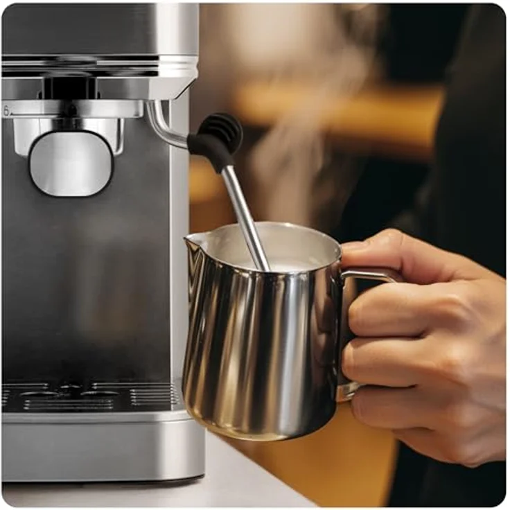 Berdsen BD-770 Silber, Halbautomatische Siebträgermaschine mit 20 bar Pumpendruck und integriertem Milchaufschäumer – Bild 8
