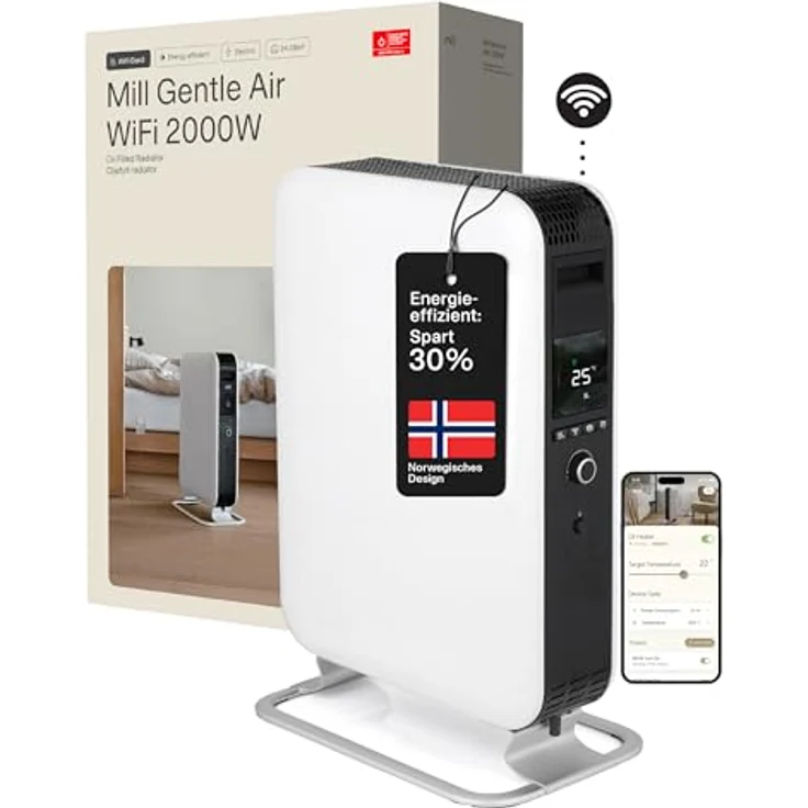 Mill Öl-Radiator Gentle Air WIFI 42 x 65,6 cm 2000 W weiß, mit Wi-Fi und Fernsteuerung – Bild 1