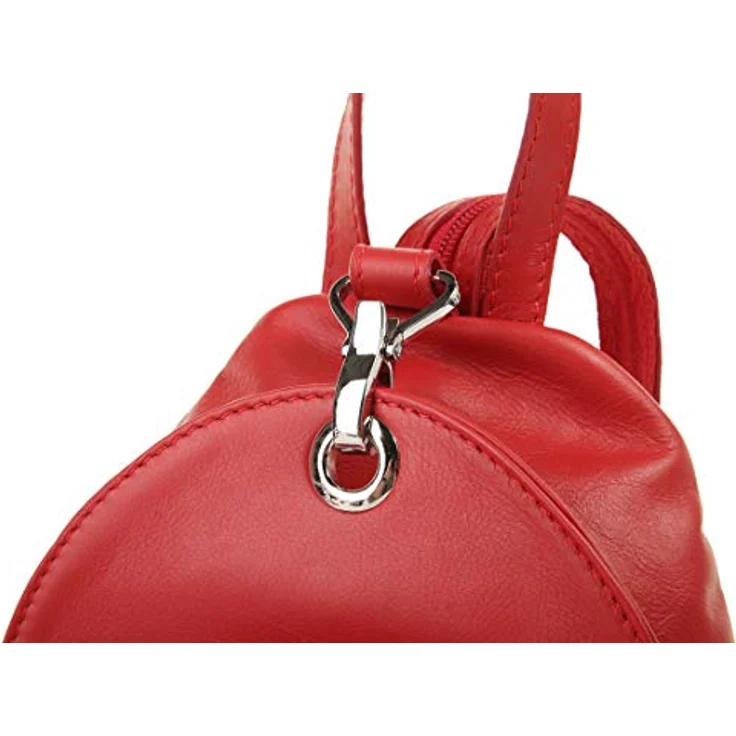 Samantha Look Cityrucksack, echt Leder, Made in Italy, kompaktes Format, trendiger Karabiner, grün – Bild 7