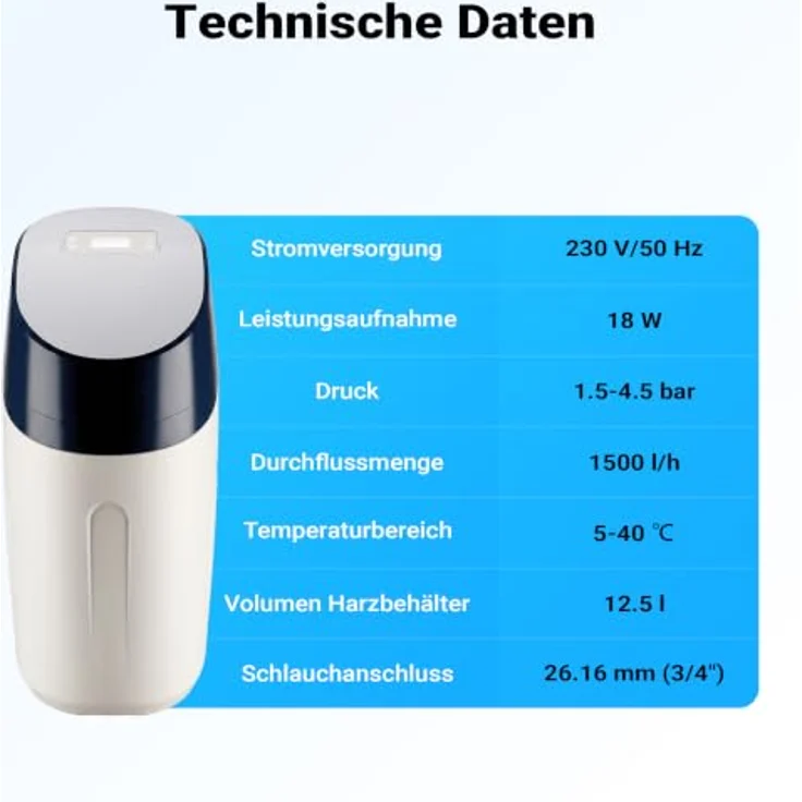 Naturewater SOFT-V1 Wasserenthärtungsanlage, Ionentauscher mit 12,5 l Harztank, für weiches Wasser und automatische Regeneration – Bild 7