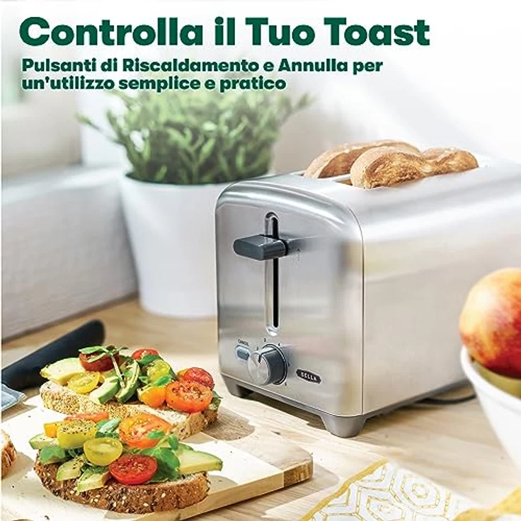 BELLA 2 Slice Toaster, Quick & Even Results Every Time, Wide Slots Fit Any Size Bread Like Bagels or Texas Toast, Drop-Down Crumb Tray for Easy Clean Up, Stainless Steel – Bild 5
