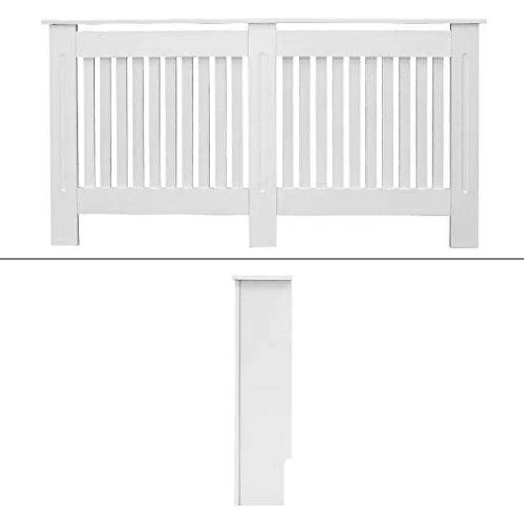 ECD Germany Heizkörperverkleidung Landhausstil, 152x19x82cm, Weiß, MDF lackiert, selbstmontierbar mit Regaloberfläche – Bild 2