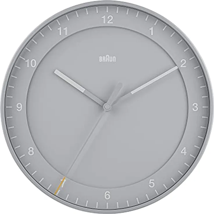 Braun Classic Große Analog-Wanduhr mit geräuschlosem Uhrwerk, 30 cm Durchmesser in Grau, Modell BC17G