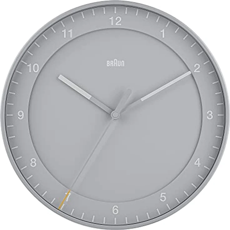 Braun Classic Große Analog-Wanduhr mit geräuschlosem Uhrwerk, 30 cm Durchmesser in Grau, Modell BC17G – Bild 1