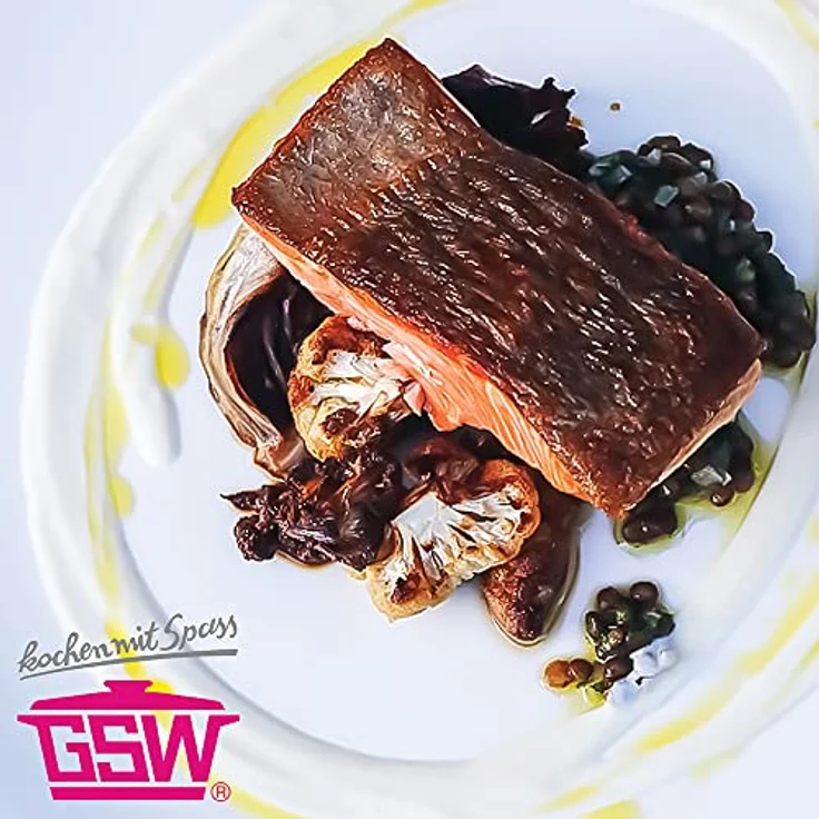 GSW Rechteckbräter Gourmet mit Aroma-Glasdeckel und Grilleinsatz, Aluguss, ø ca. 40 x 26 x H 11cm – Bild 3