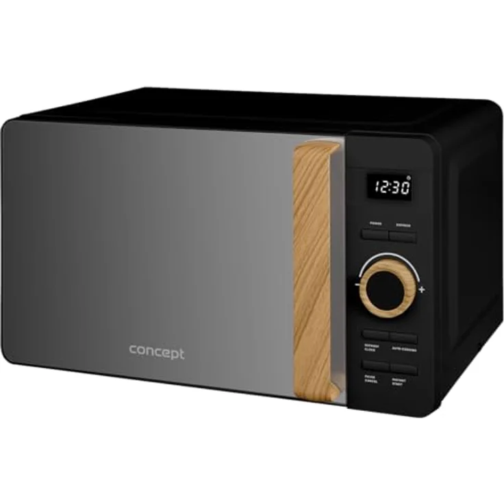Concept Mikrowelle Nordic, 20 l, 800 W, 8 Automatikprogramme, schwarze Farbe mit Holzelementen, 270 mm Drehteller – Bild 1