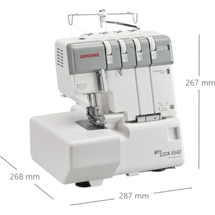 Janome My Lock 654D Sailing Line, Overlock-Nähmaschine mit 2-, 3- und 4-Faden-Stichen, robuste Metallgrundplatte, differentialtransport – Bild 2
