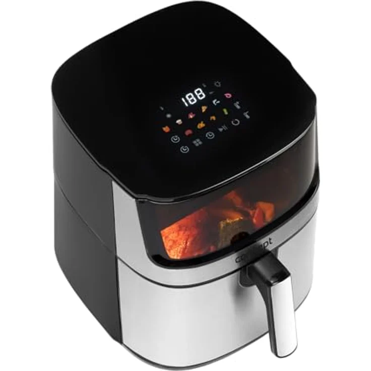 CONCEPT Heißluftfritteuse FR8010, 10 voreingestellte Programme, manuelle Temperatureinstellung von 80 bis 200 Grad, Schwarz – Bild 2