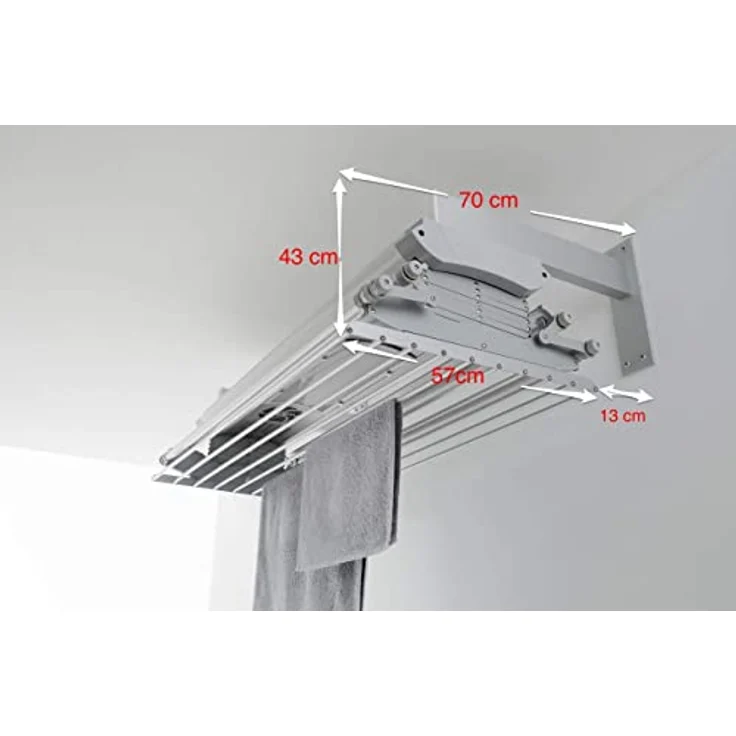 Foxydry Foxydry Air, Elektrischer Wäscheständer für Wand und Decke mit Ventilator und Fernbedienung, aus Aluminium und Stahl (120 Wand) – Bild 3