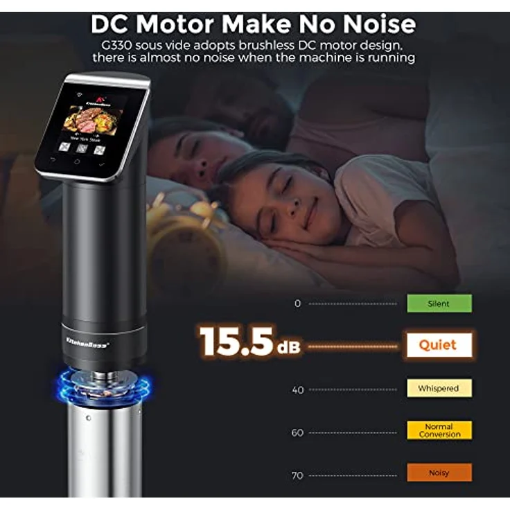 KitchenBoss Sous Vide Garer Stick WLAN: G330 Wifi Präzisionskocher Präziser Temperatureinstellung bis 90°C IPX7 Wasserdicht TFT Touch-Display Immersion Tauchzikulator 360° Zirkulation mit Timer – Bild 5